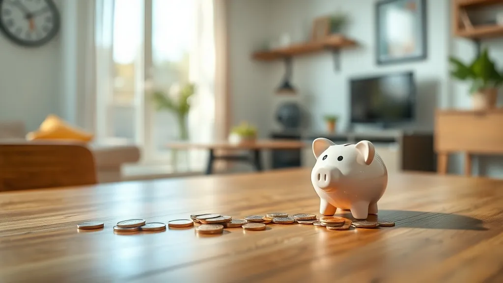 A high-quality close-up of a wooden table with some coins an